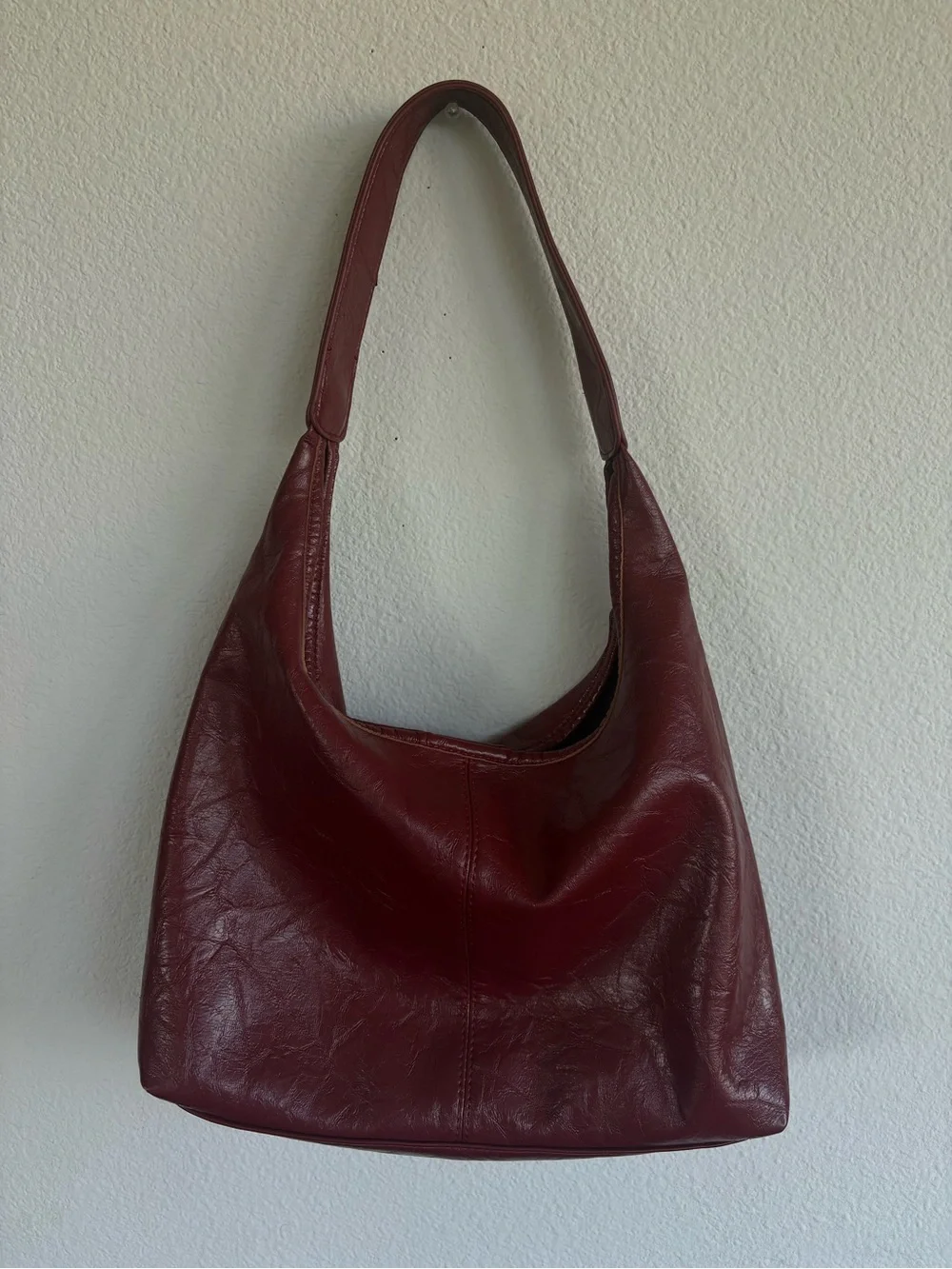 Women's Classic faux Leather Y2K  Burgundy boho bag